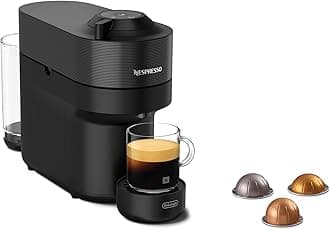 Vertuo Pop Coffee Machine by De'Longhi, Over 40 Varieties of Pods, 6 Coffee Cup Sizes, Espresso, Cappuccino, Starter Capsule Set Included, ENV90.B, Black