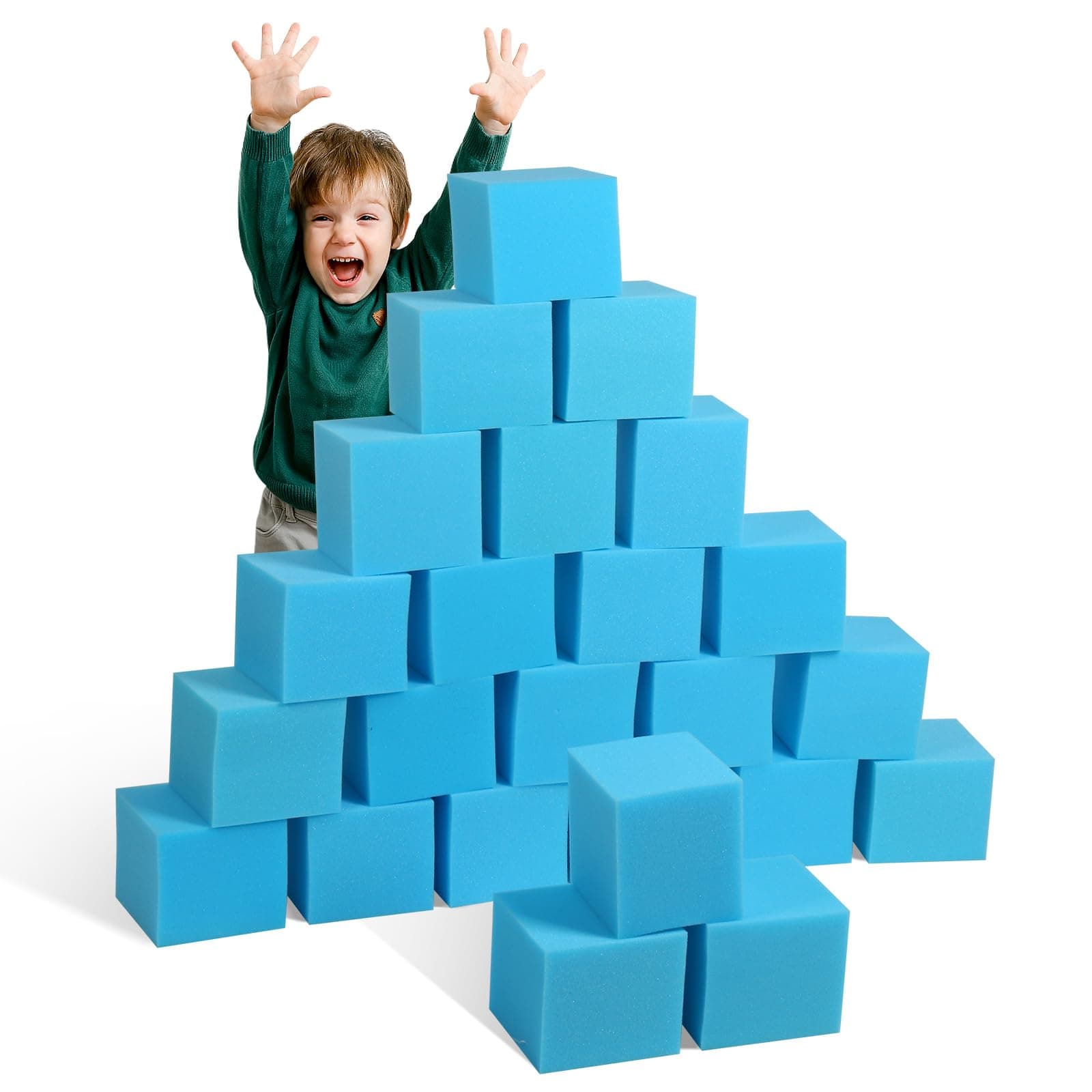 Foam Pit Cubes Blocks - 5" x 5" x 5" Sponge Form Cubes for Foam Ball Pits, Gymnastics, Freerunning and Parkour Courses, Skateboard Parks, BMX, Trampoline Arenas - Blue