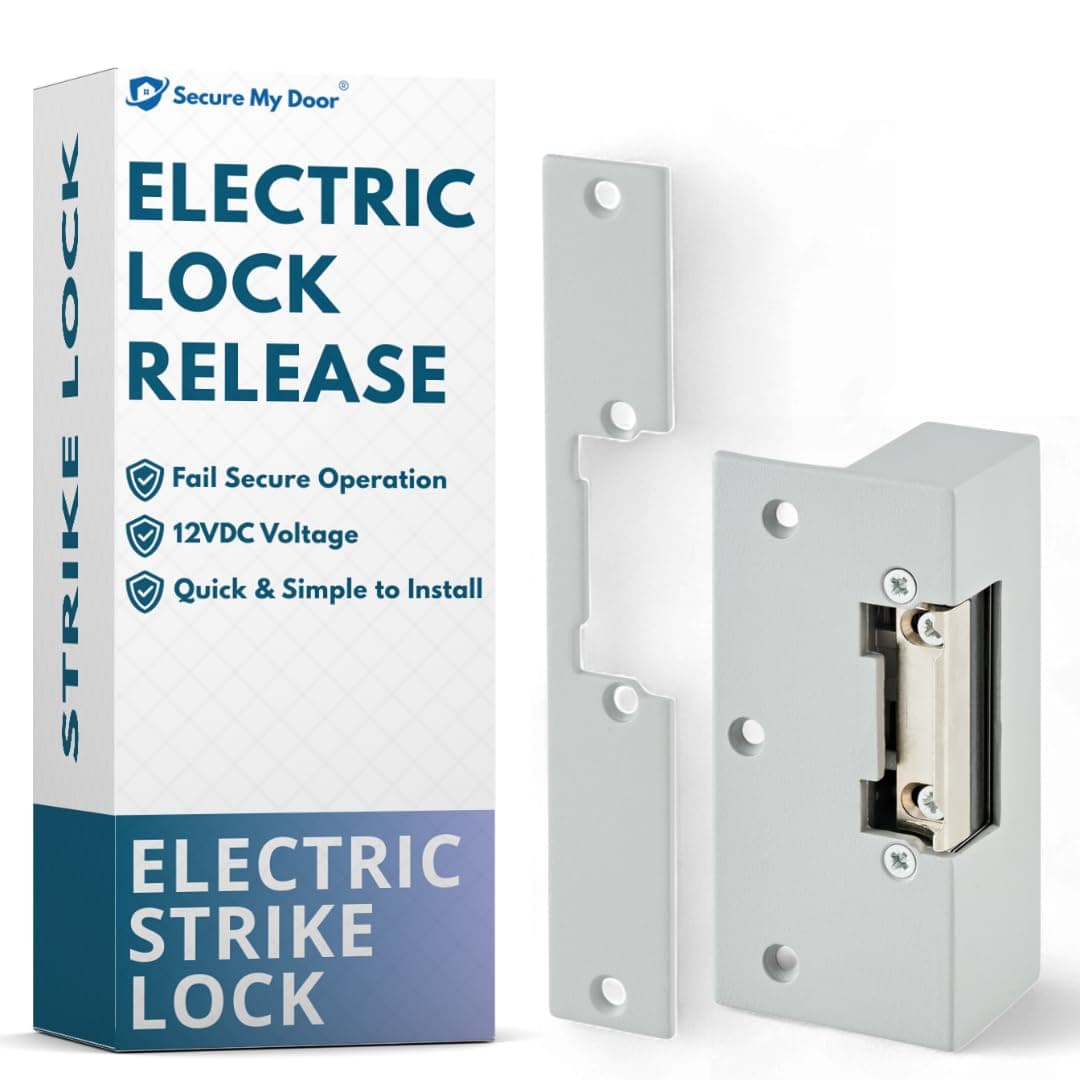 SecureMyDoor - Electric Lock Release Fail Secure with Adjustable Jaw for Door Access Control Systems - 12VDC - Ideal for Commercial, Residential, and Industrial Buildings - Strike Lock