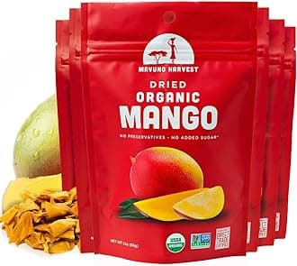 Mango Dried Fruit Snacks | Unsweetened Organic Dried Mango Slices | Gluten Free Healthy Snacks for Kids and Adults | Vegan, Non GMO, Direct Trade | 2 Ounce, Pack of 6