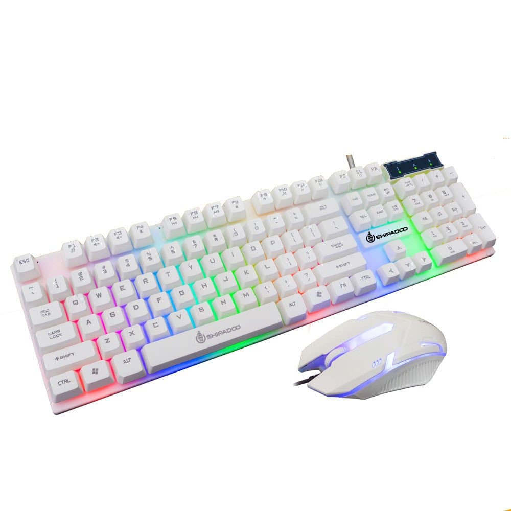 Gaming Keyboard and Mouse ComboLED Rainbow Color Backlight Adjustable Gaming Game USB Wired Keyboard Mouse Set