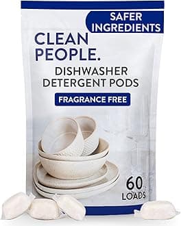 Clean People All Natural Dishwasher Pods - Plant-Based Dishwasher Detergent Pods - Cuts Grease & Rinses Sparkling Clean - Residue-Free - Fragrance Free Dishwashing Pods - Unscented, 60 Pack