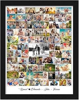 Wood One Pinch Personalized Family Photo Collage Wall Mount Rectangular Frame, Anniversary Photo Collage Gift, Wedding Gift, Gift For Friend, Birthday Gift, Valentine's Day Gift(12X18), Black