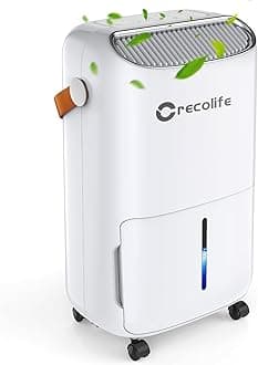 12L/Day Compressor Dehumidifier, 42dB Quiet, 2.5L Tank and Continuous Drainage for Rooms 20m2, 3 Modes, 2 Drain Options, 24 Hour Timer