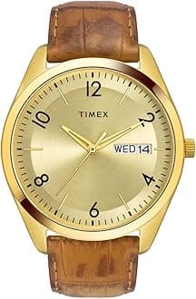 TIMEX Classics Analog Watch for Men with Round Dial & Water Resistant Man's Wrist Watches, Champagne, Onesize, Modern
