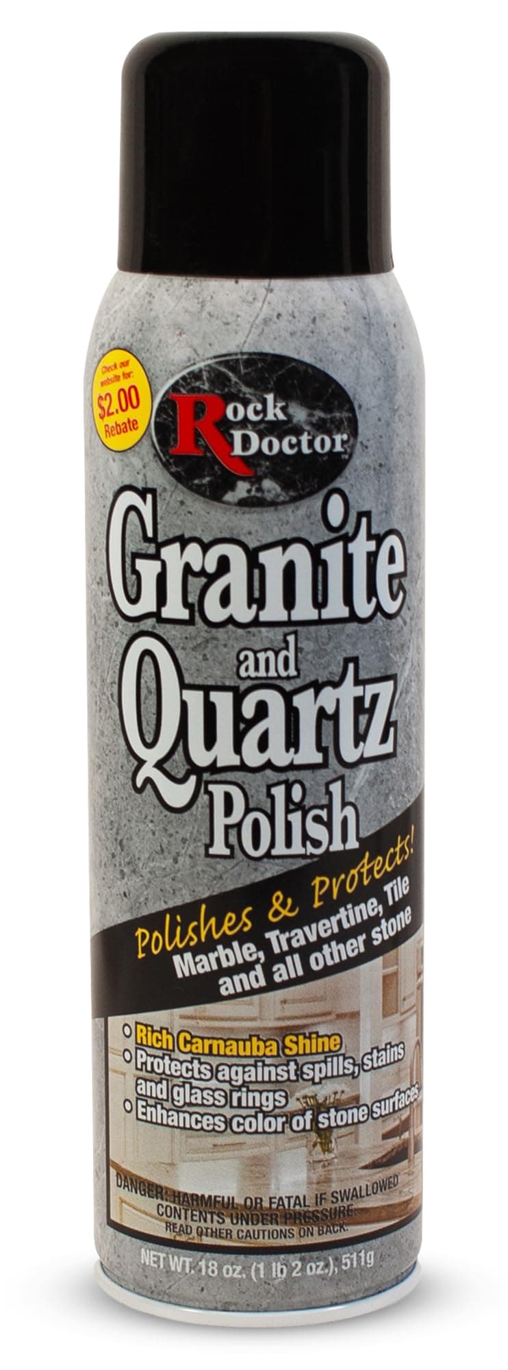 Rock Doctor Granite Polish Spray and Surface,18oz.Can Polish Tile, Marble, Kitchen Countertop, and Natural Stone Surfaces, Streak-Free Shine Pack of 1