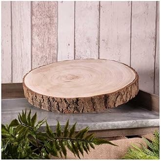Decor Essentials Christmas Rustic Wood Slice Plate Wood Log Slab Cake Stand 3 Sizes Wedding (Medium (30cm - 37cm))