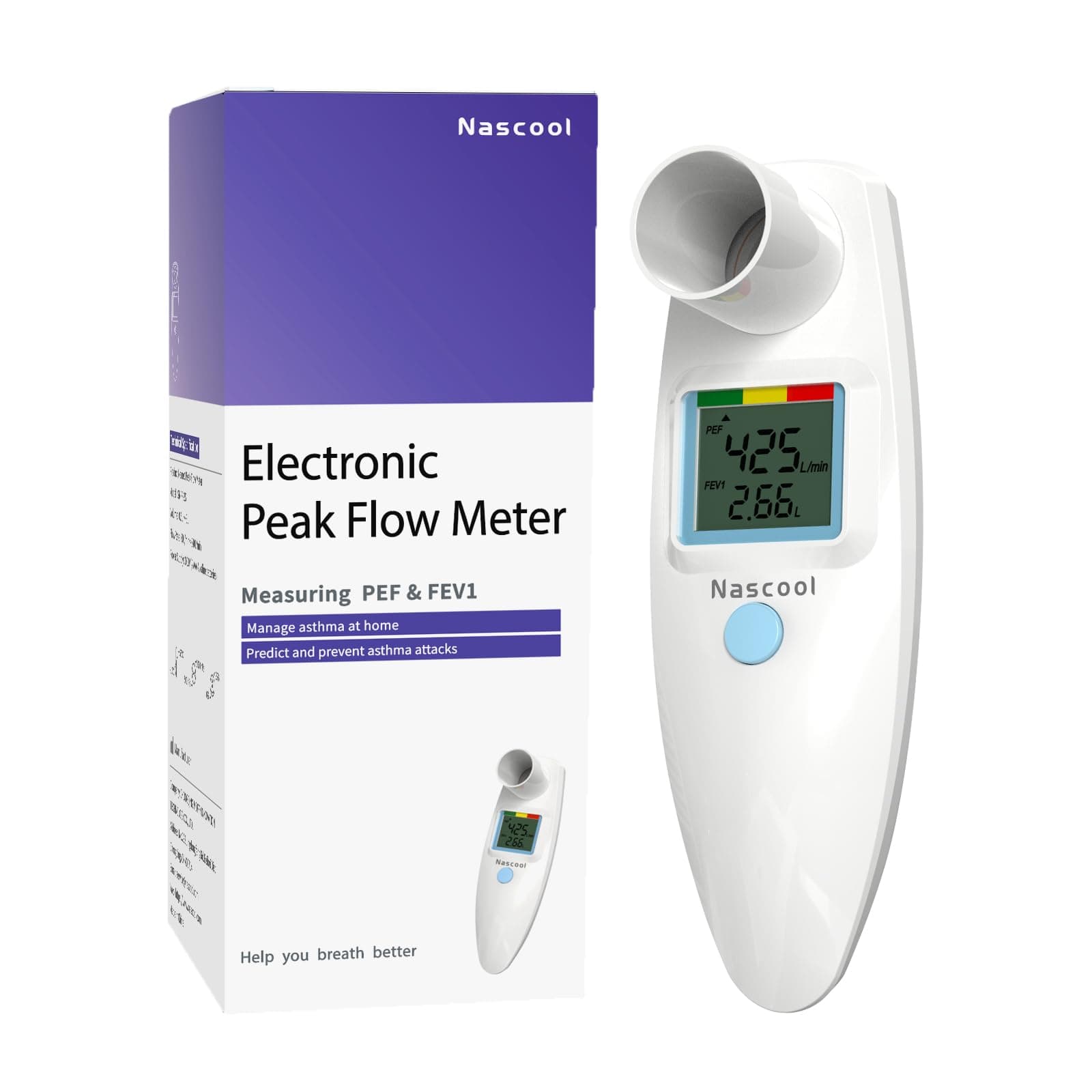 Digital Peak Flow Meter,Home Medical with Tracking Software Manually Recording-Accurate & Reliable Spirometer for Asthma Adult Kids