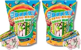 Freezy Freeze Dried Sweets Bundle, Sour Mix (Pack of 2) American Candy contains Squishes, Toxic Waste Sludge & Refreshers Bars Mixed in a Pack that offers Sour Goodness,120 gms each
