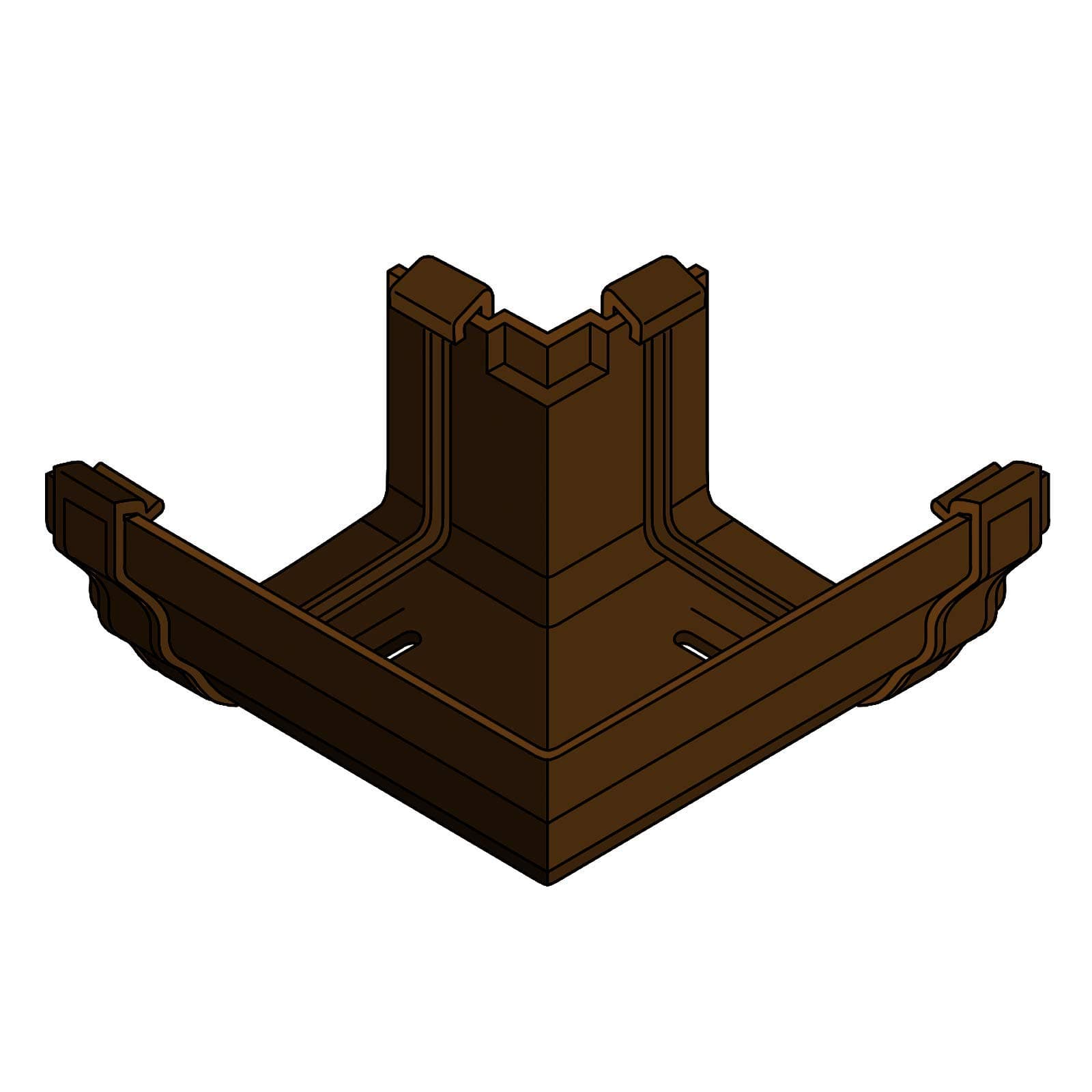 Brown 90° External Corner Joint for Marley Classic Ogee Gutter of Ultraframe Classic Conservatory Roof Guttering
