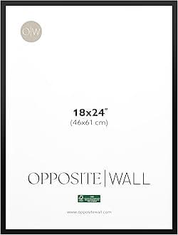 Opposite Wall - 18x24 in - Black Solid Wood Picture Frame - Lightweight, Versatile & Shatterproof - Wall Hanging Poster or Photo Frame - Wall Decor for Office, Gallery & Home