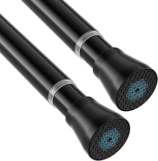 Spring Tension Rod Shower Curtain Rod 30 to 64 Inches 2PCS, Black Expandable Tension Rods for Window Wardrobe Doorway Kitchen