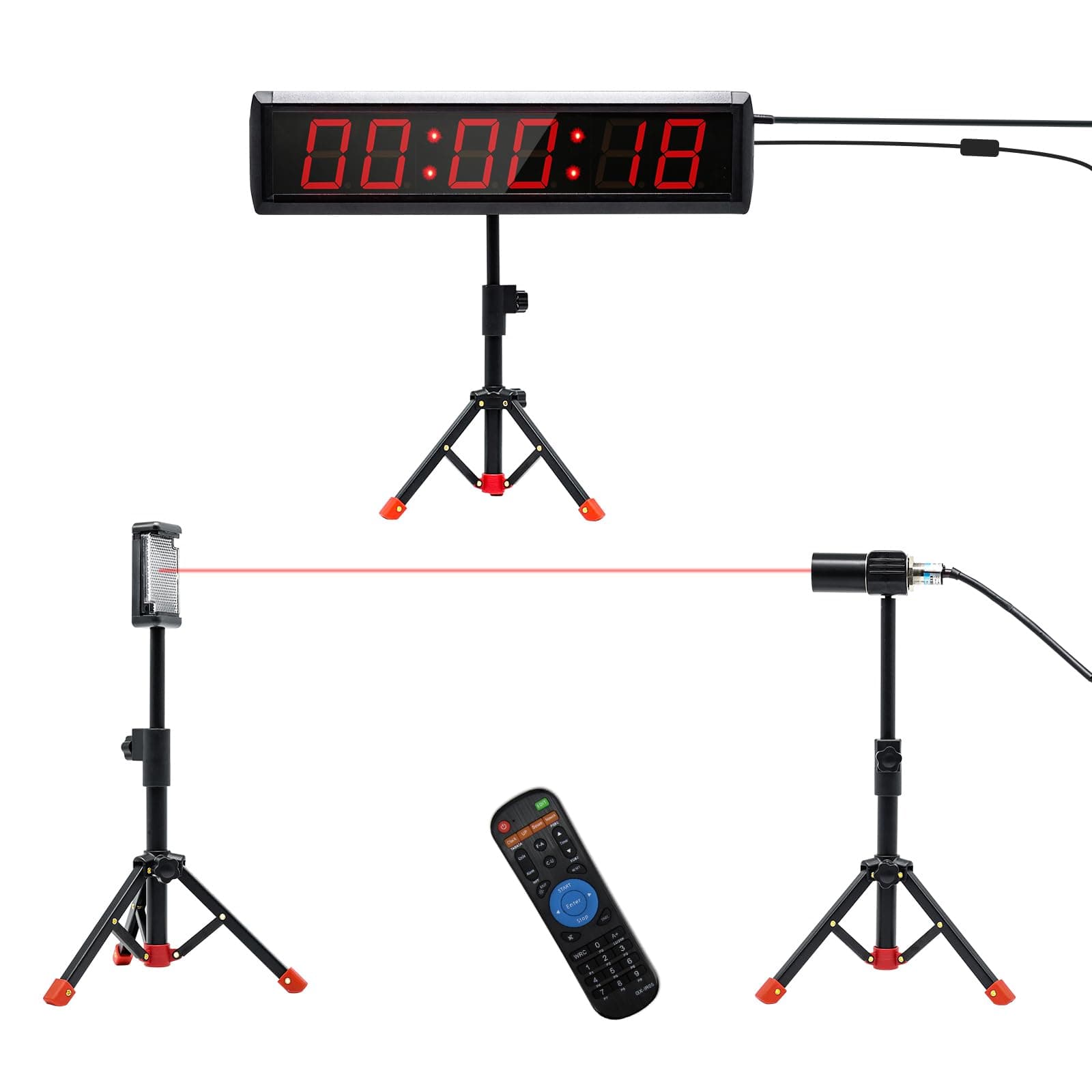 Indoor Wired Laser Timer for Training,LED Stopwatch Race Clock,Racing Timer,Skating Track and Field Running for Sprints Bike Motorcycle