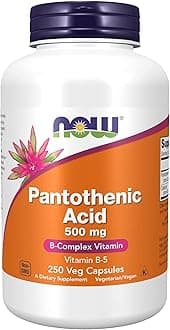 NOW Foods Supplements,Pantothenic Acid (Vitamin B-5) 500 mg,B-Complex Vitamin,250 Capsules