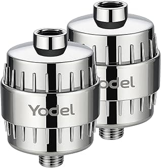 Yodel Shower Filter 2 Pack Chrome - Hard Water Softener, 99% Removes Chlorine & Impurities, Improves Skin & Hair Condition, Universal Fit for Shower Heads