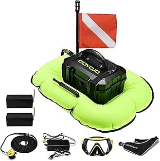 GOYOJO Scuba Dive System 5.5 Hours Rechargeable Scuba Diving Tank with 10m Hose & Diving Breathing Regulator Detachable Scuba Machine, for Recreational Diving & Fishing