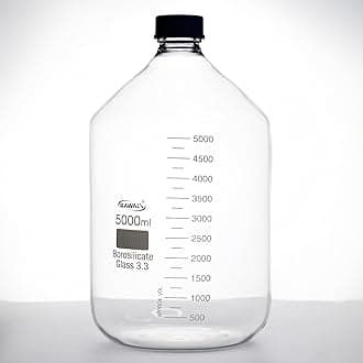 5000ml Borosilicate Glass Reagent Bottle – Heavy-Duty Lab Bottle with Leak-Proof Screw Cap | Chemical Storage Container for Laboratory, Scientific, Industrial & Professional Use