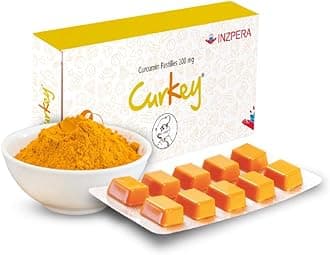 Curkey One strip of 10 pastilles Natural Curcumin Extract from Turmeric - Sugar Free, Mint Flavour