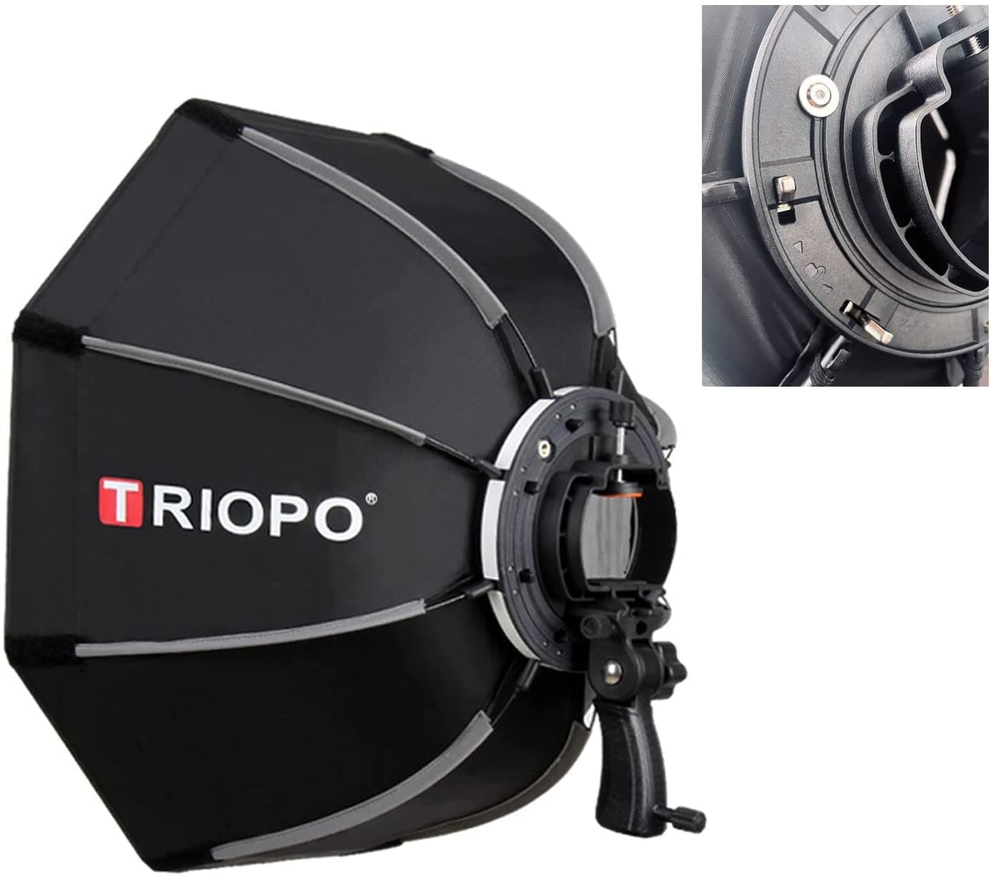 90cm / 35" Octagon Softbox w Speedlight Flash Bracket n Portable Grip for Studio Strobe Equipment Photography