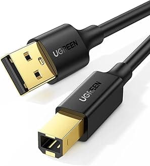 UGREEN USB Printer Cable - USB A to B Cable, High-Speed Printer Cord Compatible with Hp, Canon, Brother, Samsung, Dell, Epson,Xerox, Piano, Dac, and More 6.6 FT