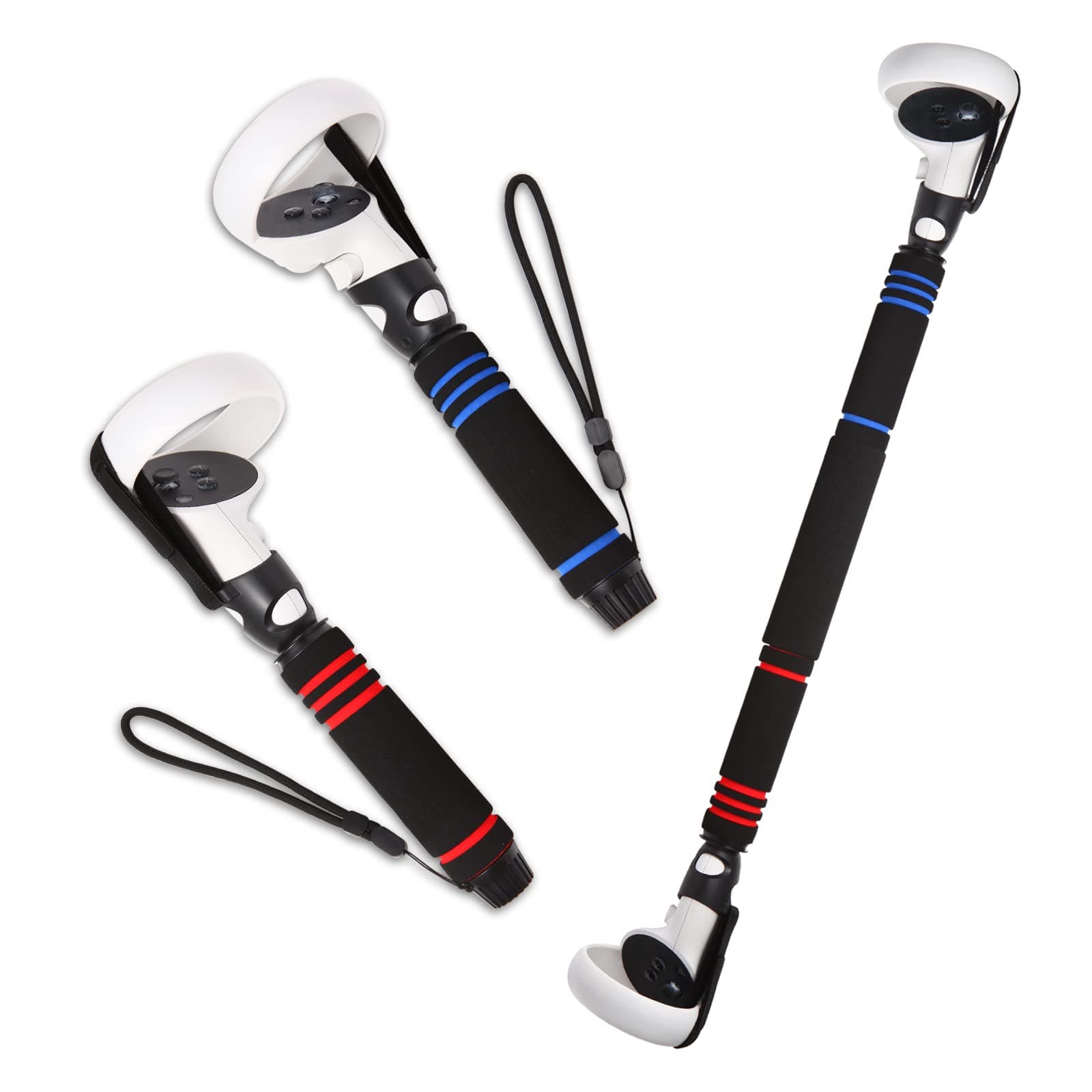 VR Game Handle Attachments for Oculus/Meta Quest 2 Handles,2 in 1 Upgraded Multipurpose VR Dual/Long Stick Handle Extension Grips for Quest 2 Controllers Playing BeatSaber Games