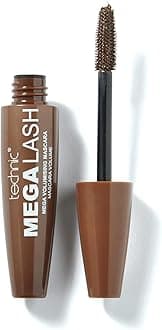 Technic Mega Lash Brown Mascara - Vegan, Brown, Hard Wearing, Smudge-Proof, Lash Building Formula For Volume Glam Lashes - 12ml