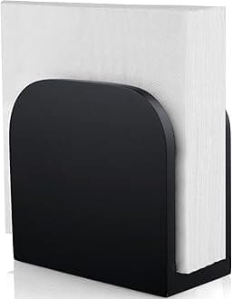 Black Napkin Holder for Table - Wood Upright Napkin Holders for Kitchen - Wooden Coutertop Napkin Dispenser for Dining Room Table Restaurant Picnic Party