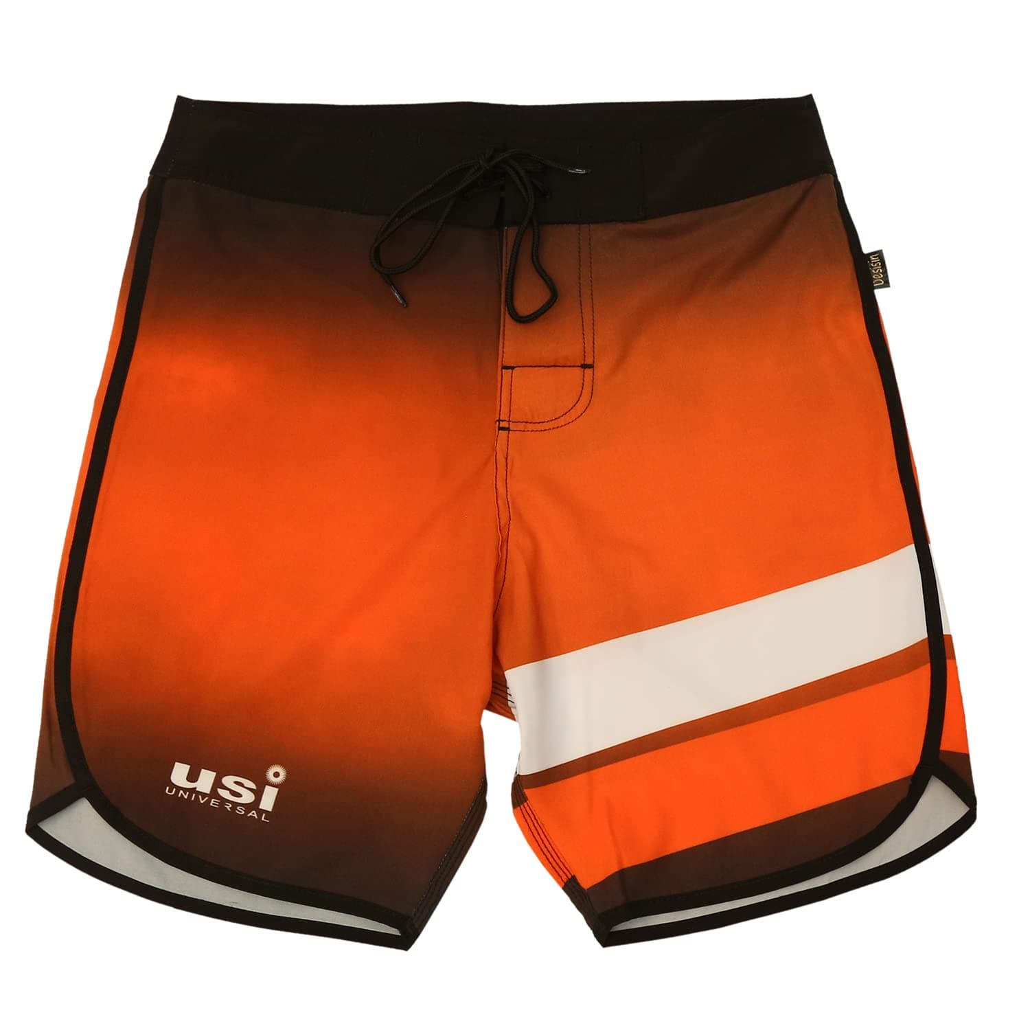 411PS Sublimated Physique Board Shorts, Polyester Elastane Construction, Hook & Loop Fly with Drawstring Closure, 1 Back Pocket (Size: L, Color: Orange)