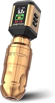 Ambition Lutin Rotary Tattoo Machine with Korall Tattoo Power Supply 2200mAh Straight Drive Bar - Wireless Tattoo Machine Short Tattoo Pen with Brushless Motor with RCA Cord for Tattoo Artist