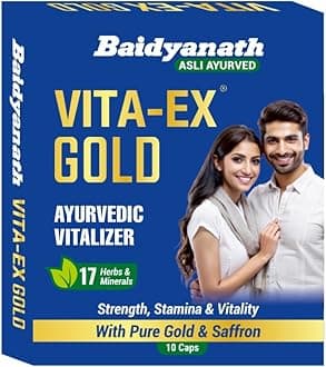 Vita ex Gold - 10 Capsules |Made with Pure Himalayan Shilajit, Ashwagandha & Safed Musli| Boosts Strength, Power & Stamina, 1 count