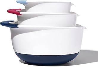 OXO,plastic Good Grips 3-Piece Mixing Bowl Set – Blueberry, Jam & Seltzer Handles​,4.7 LITERS, Large