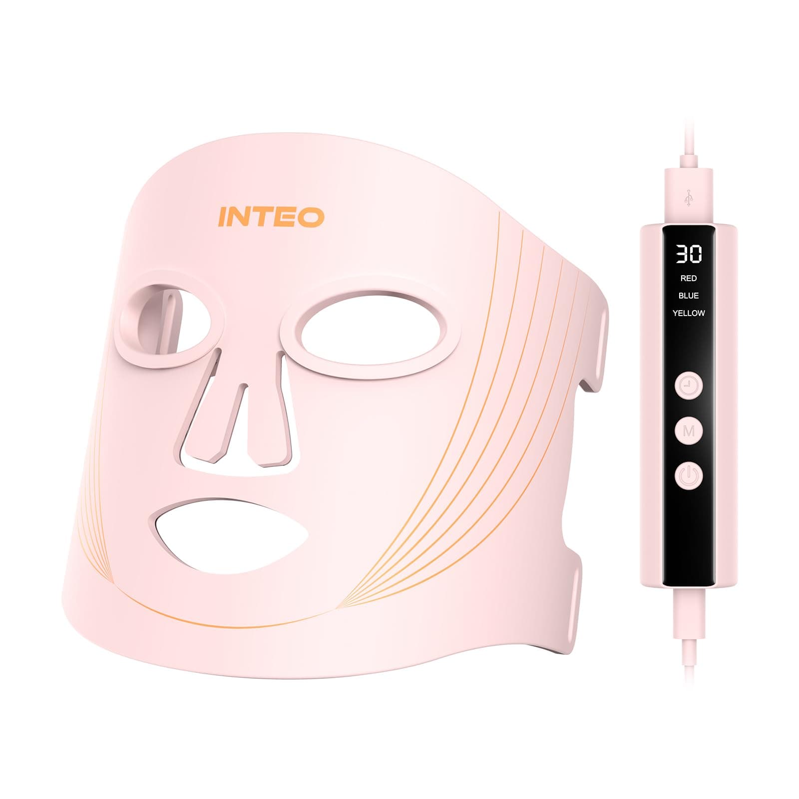 Red Light Therapy for Face, 3 Modes Portable Led Face Mask Light Therapy with Remote, Infrared Light Mask with Timing Function, Led Light Therapy At Home, Pink