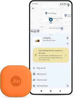 JioTag Go |India's First Android Tag | Google Find My Device Item Finder| Worldwide Tracking for Keys, Wallets, Luggage, Gadgets and More|1+1 Year Battery|No SIM Needed|BT 5.3|for Android Only