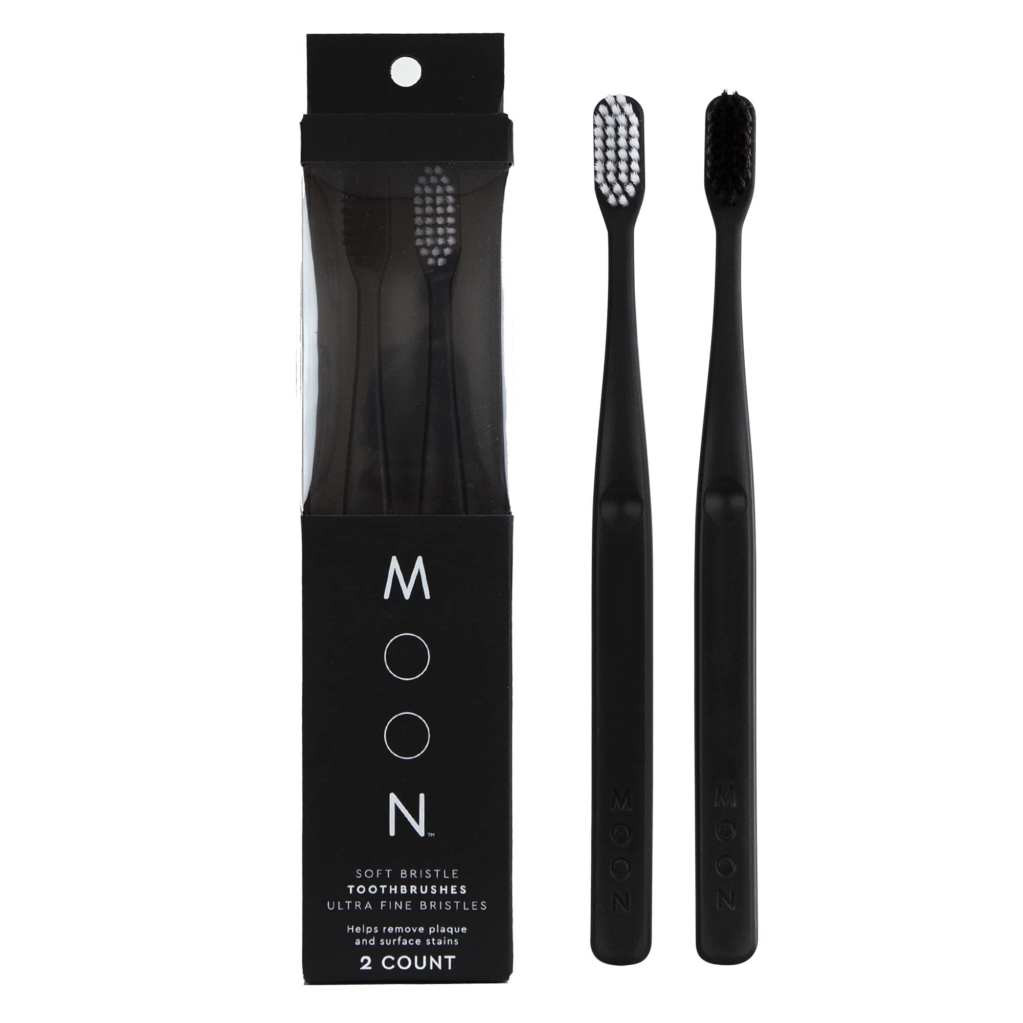 MOON Soft Bristle Toothbrush 2-Pack - Extra Soft Toothbrushes for Adults, Sensitive Gums & Teeth-Friendly - 720 Tapered Ultra-Fine Bristles per Brush for Gentle Deep Cleaning