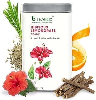 Teabox Hibiscus Lemongrass Tisane 100g | Caffeine-Free Herbal Tea | Refreshing Hibiscus & Citrus Blend | Delicious Hot or Iced