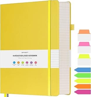 College Ruled Notebook, Large A4 Hardcover Leather Journal, 312 Numbered Pages Writing Journal, 100gsm No Bleed Paper, Lined Journal Notebook for Women Men School Office, 8.5''×11'', Yellow