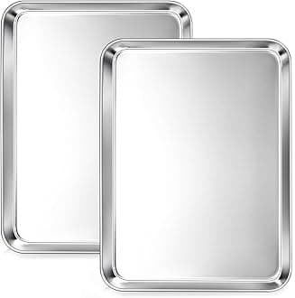 12.5Inch Baking Sheet Pan Set (2Pcs), Joyfair Stainless Steel Cookie Sheets, Commercial Metal Pans Toaster Oven Tray Bakeware for Jelly Roll/Bread/Bacon, Heavy Gauge, Rust-free & Dishwasher Safe