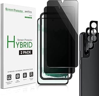 amFilm Privacy Screen Protector Samsung Galaxy S22 5g 6.1 inch with 2 Pack Camera Lens Protector, Anti Spy, Fingerprint ID Compatible, Easy to Installation, Hybird, 2+2 Pack