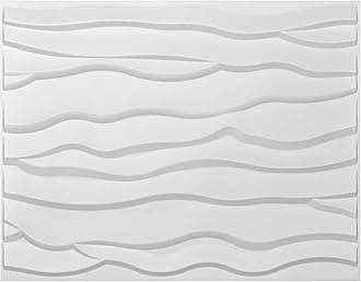 Art3d Wave 3D Wall Panels, Primitive-White Pack of 6 Tiles 32 Sq.Ft(Plant Fiber)