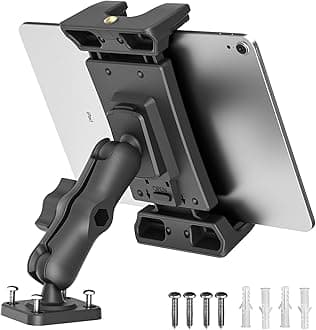 - Car Tablet Holder - Heavy Duty Drill Base, Tablet Mount for Truck Compatible with iPad Samsung Tab 5"-13" Tablets and Phones, iPad Stand for Wall/Business/Vehicle/Desktop, etc.-4-inch Arm