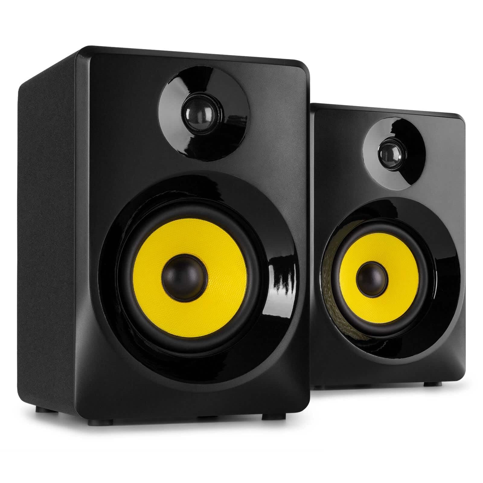 SMN40B Active Studio Monitors Pair – 4" Powered Speakers with 100W RMS, Bluetooth, RCA Input, Professional Audio for Music Production, Gaming, Home Studio, DJ Monitoring – Black