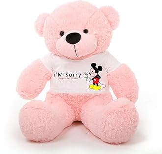 Hug'n'Feel® Soft Toys Big Teddy Bear Wearing I'm Sorry T-Shirt 5 feet Pink_T Shirt_ I'm Sorry Plush & Stuffed Toys