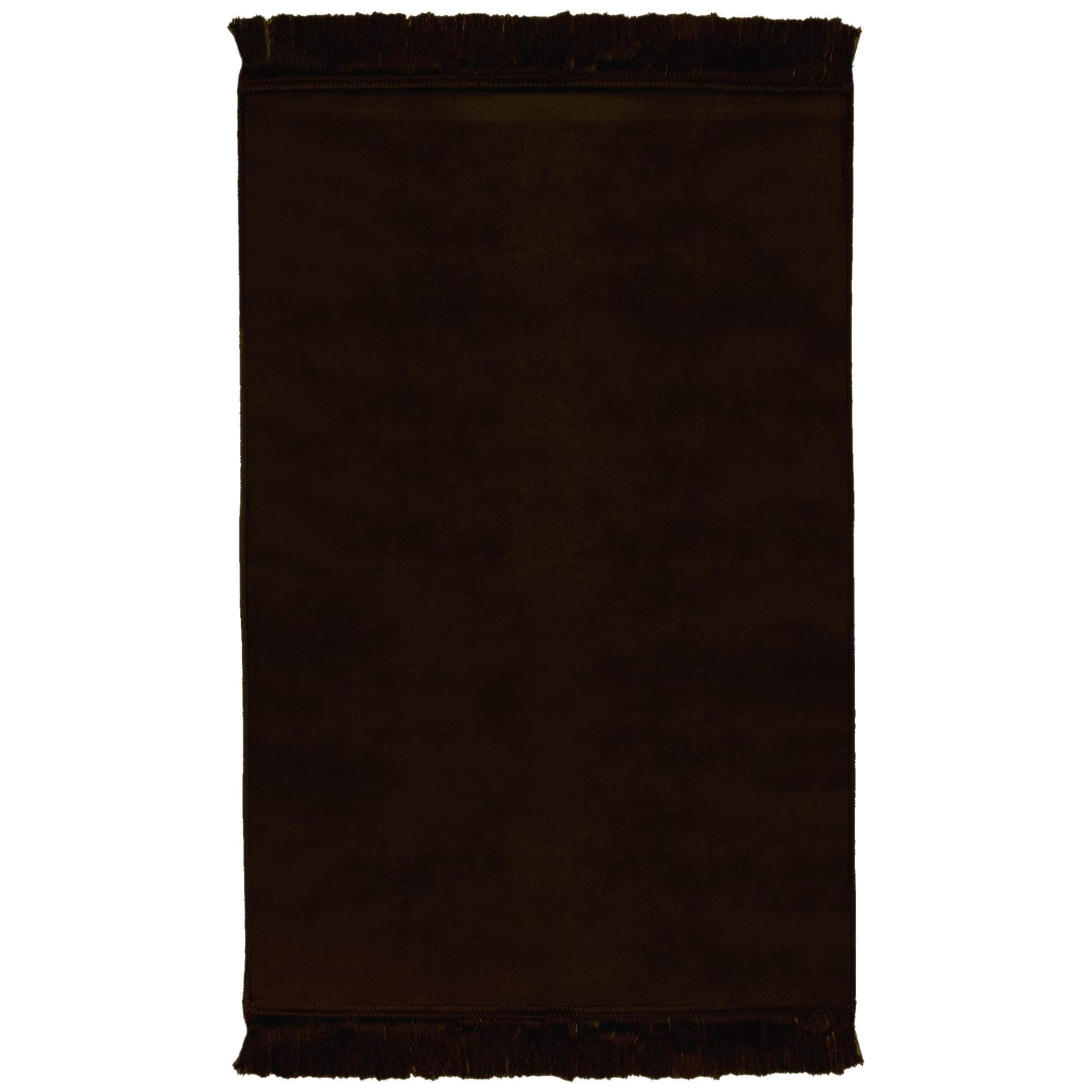 Solid Plain Janamaz Sajadah Dark Brown Color Velour Sajda Mat with Tassels