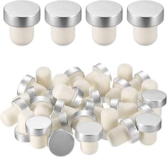 sourcing map 24 Pcs Wine Bottle Corks, T-Shaped Stopper Cork, Wine Stopper, Reusable Wine Bottle Corks Sealing Plug Bottle for Homemade Wine Beer Bottles,Silver