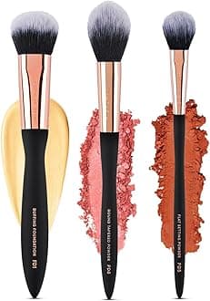 Profusion Cosmetics Artistry Face Essentials 3 Piece Wave Handle Face Brush S...