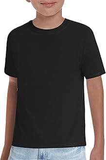 Haloumoning Boys T-Shirts Kids Short Sleeve Crewneck Solid Basic Tees Casual Tops 5-14 Years