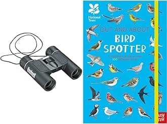 Bushnell - Powerview - 12x25 - Black - Roof Prism - Insta-Focus - Adjustable Diopter - Extreme Robustness - 131225 & National Trust: Out and About Bird Spotter