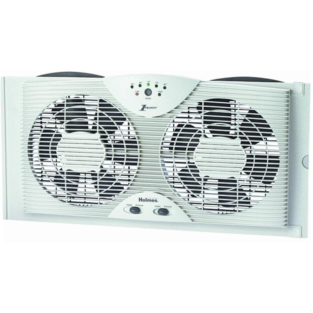 Dual 8" Blade Twin Window Fan with LED One Touch Thermostat Control