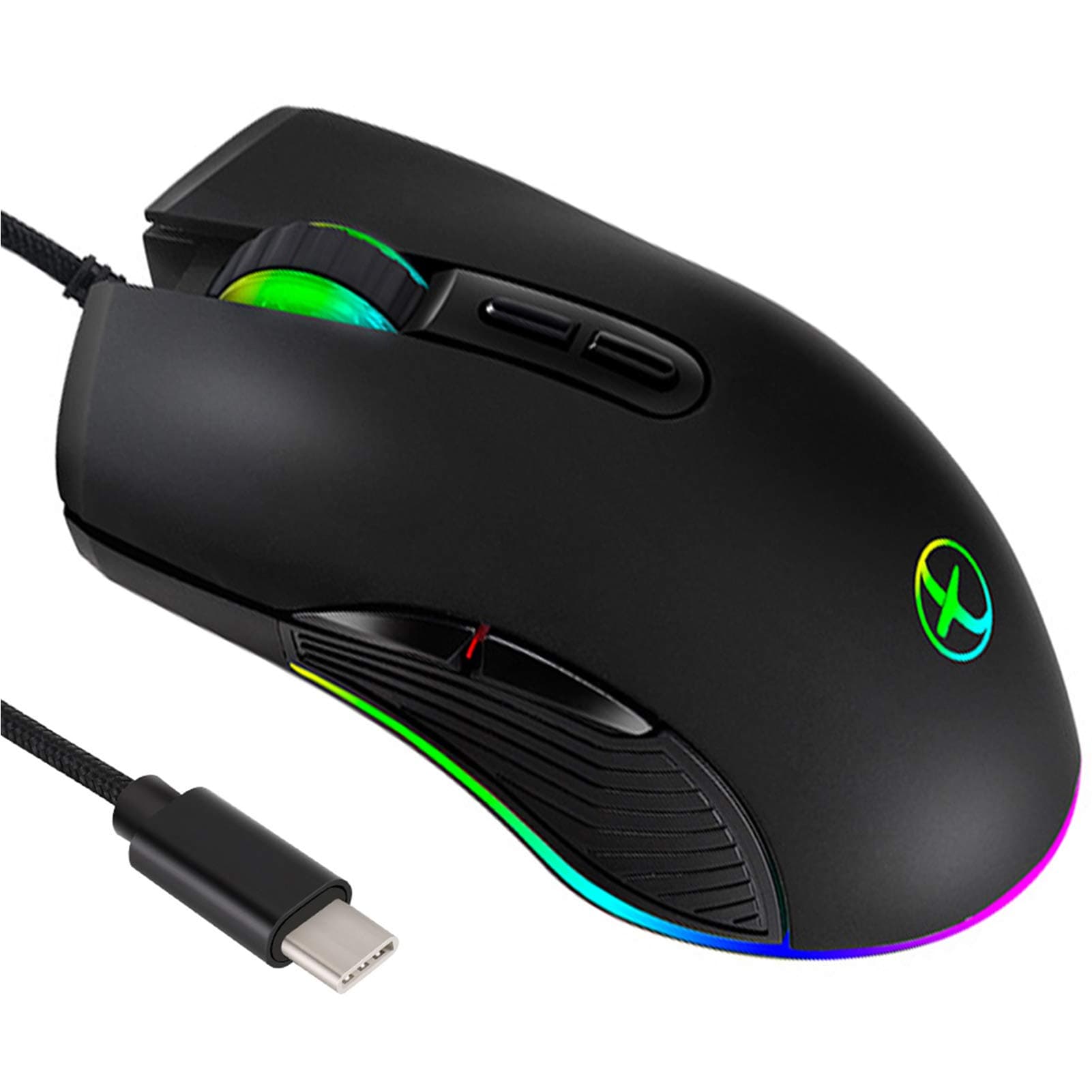 Type C Mouse, Wired USB C Mice Gaming Mouse Ergonomic 4 RGB Backlight 3200 DPI Compatible with M@c, Matebook, Chromebook, HP OMEN, Windows PC, Laptop and More USB Type C Devices (Black)