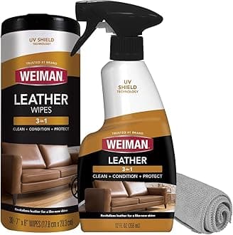 Leather Cleaner & Conditioner Care Kit | Restores Leather Surfaces | Ultra Violet Protectants Help Prevent Cracking or Fading of Leather Furniture, Car Seats, Shoes